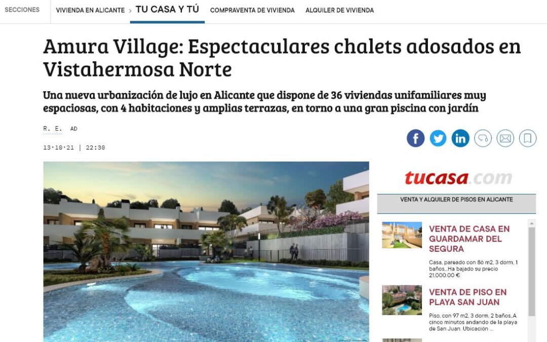 Reportaje en el diario Información sobre las viviendas de Amura Village en Vistahermosa Norte